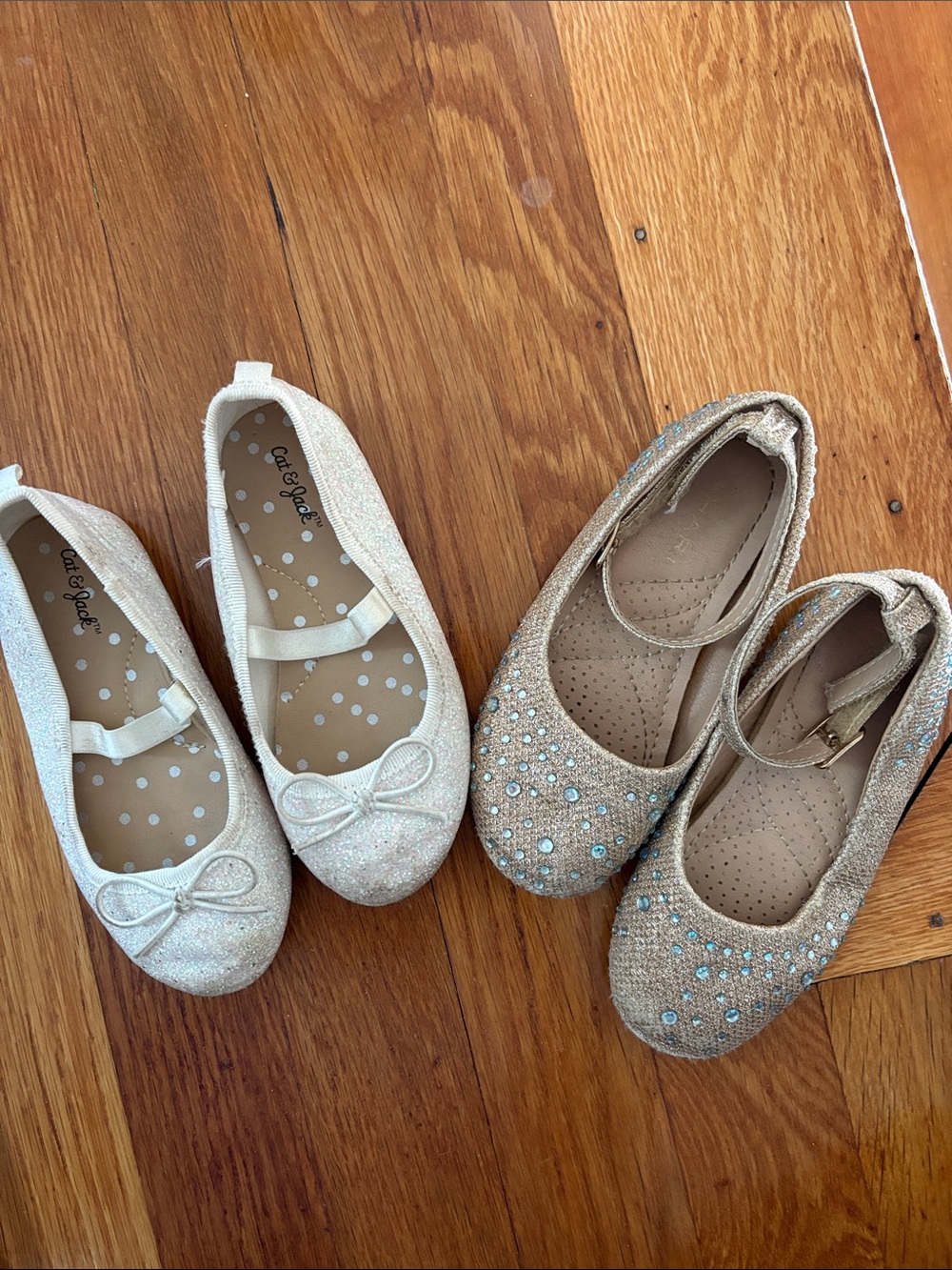 Cat & Jack and Tahari Girls' Glitter Ballet Flats in Gold and Champagne size 8